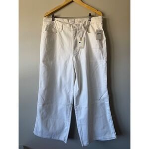 Good American Good Waist Palazzo Crop Jeans White High Rise Wide Leg 16